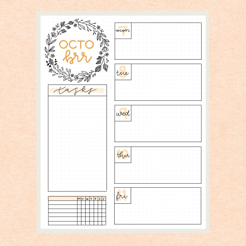 October (digital) Weekly&nbsp;Spread