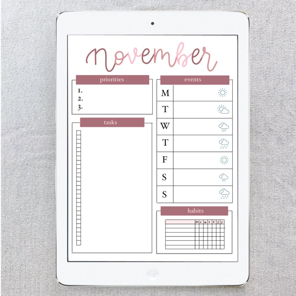Bullet Journal Weekly Spread – November&nbsp;(updated)